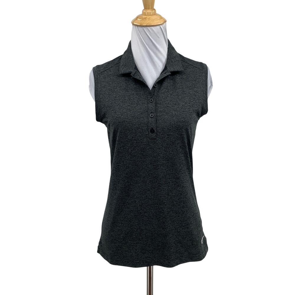 Nike Polo Shirt Womens Small Grizzly Dri Fit Golf Sleeveless Heather Performance